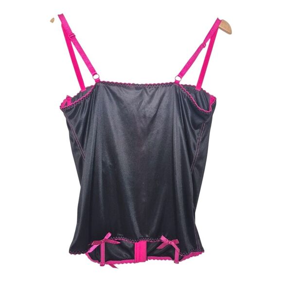 Vintage 90s Y2K Goth Punk Black and Pink Women's Corset Top Size 40C - Picture 2 of 3